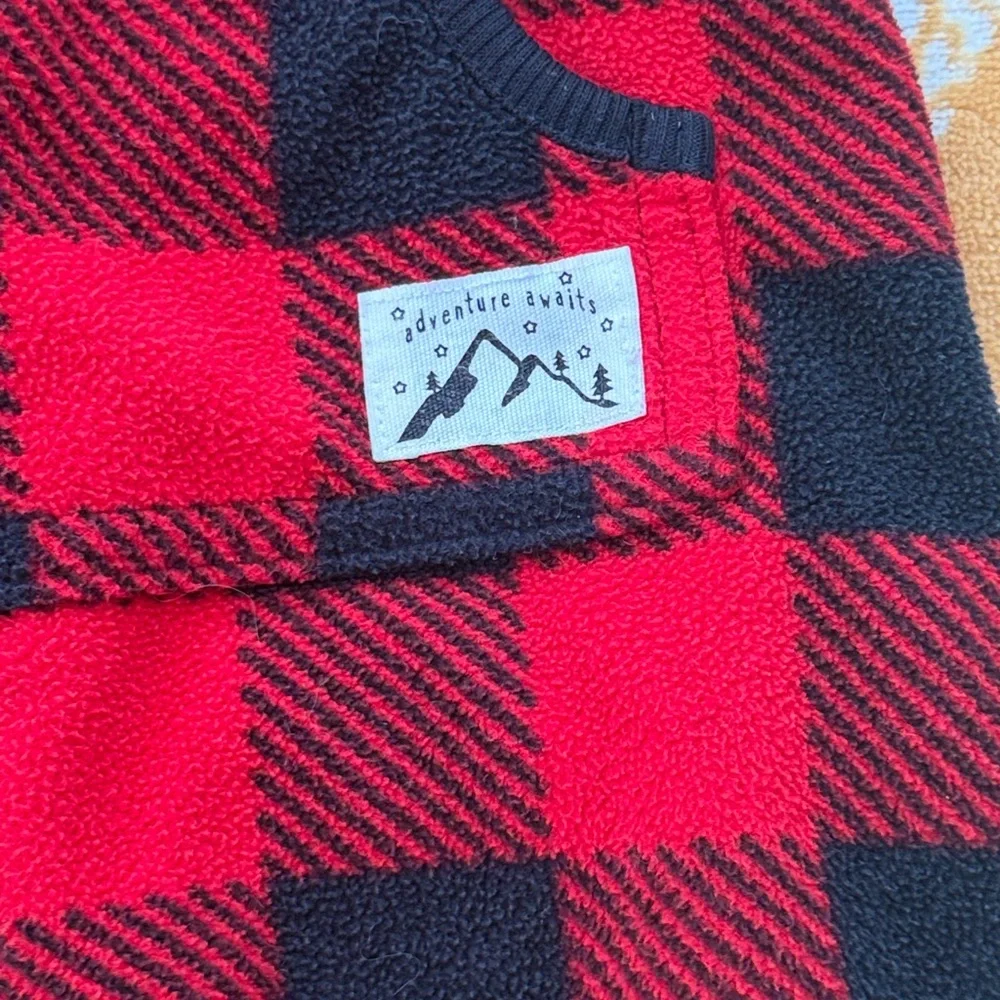 Carter's Red and Black Plaid Hooded Fleece Outfit - 18 months